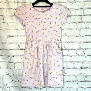 ⭐️ Cat & Jack short cup sleeve smock shift dress jewel neck pockets girls L